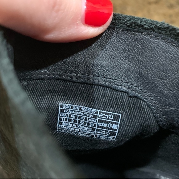 UGG Pixley High-Heeled Black Boots Nubuck Leather Medial Zipper 1095057 Size 11 - Picture 9 of 10